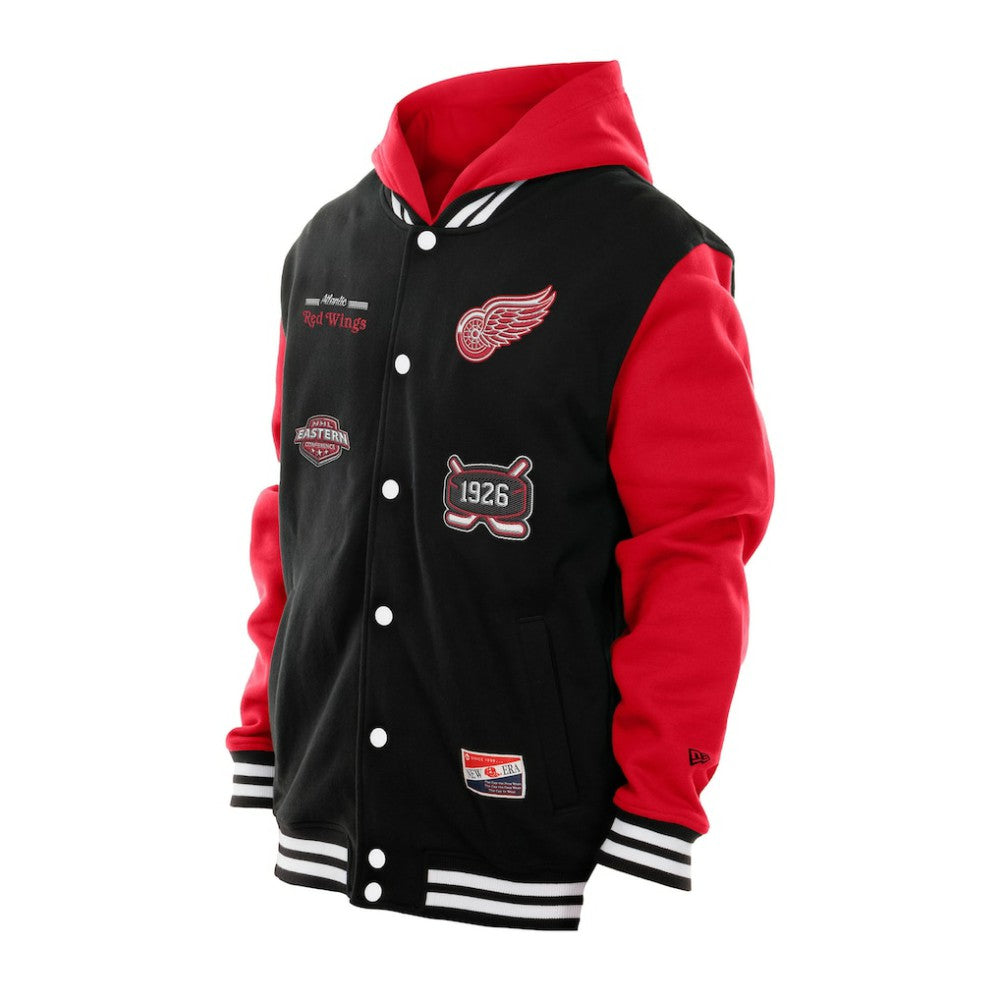 Detroit Red Wings New Era Full-Snap Fleece Hoodie Jacket - Black/Red - NHL