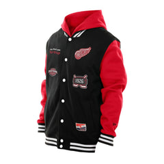 Detroit Red Wings New Era Full-Snap Fleece Hoodie Jacket - Black/Red - NHL