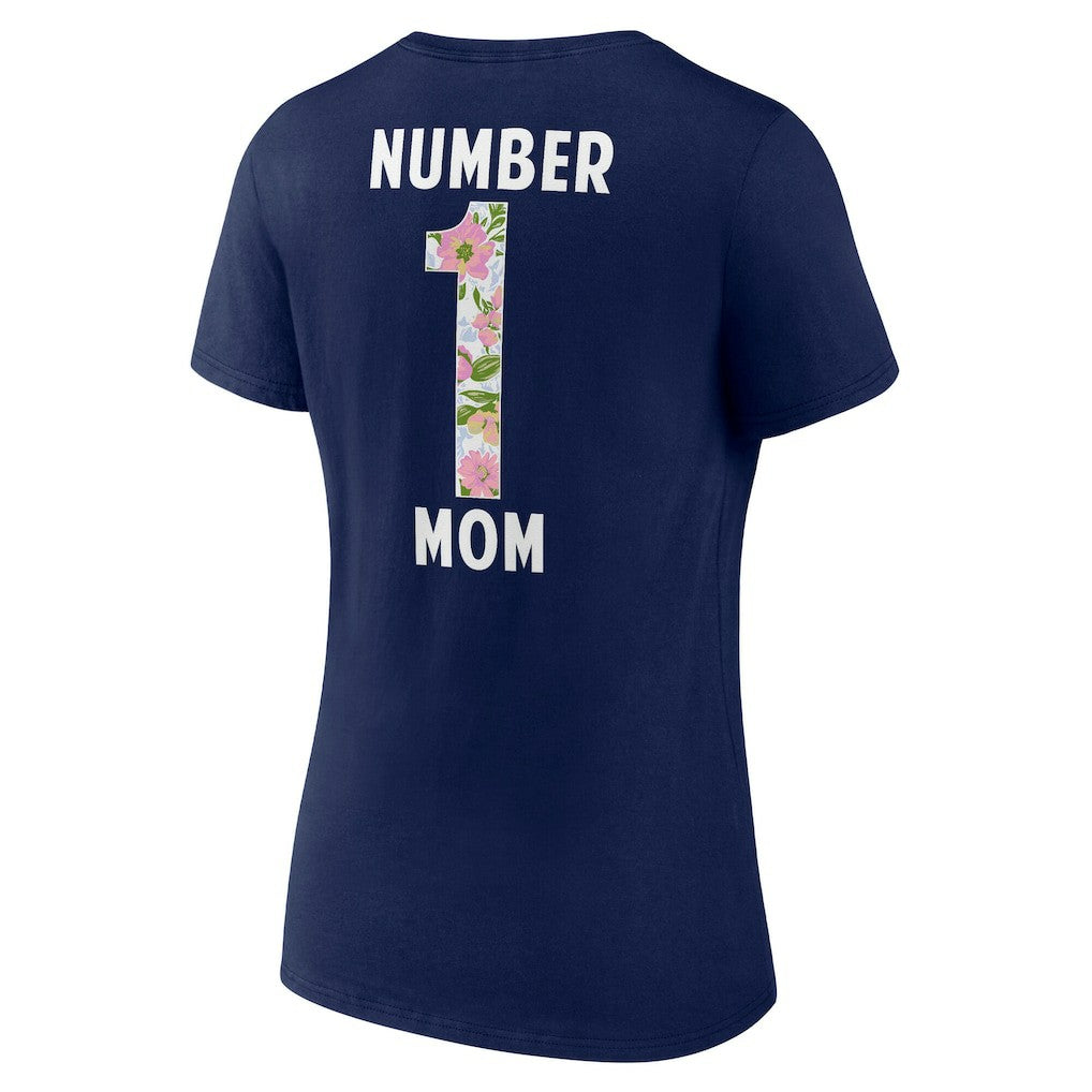Dallas Cowboys Women's Floral Number 1 Mom V-Neck T-Shirt Navy | NFL