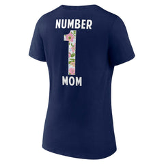 Dallas Cowboys Women's Floral Number 1 Mom V-Neck T-Shirt Navy | NFL