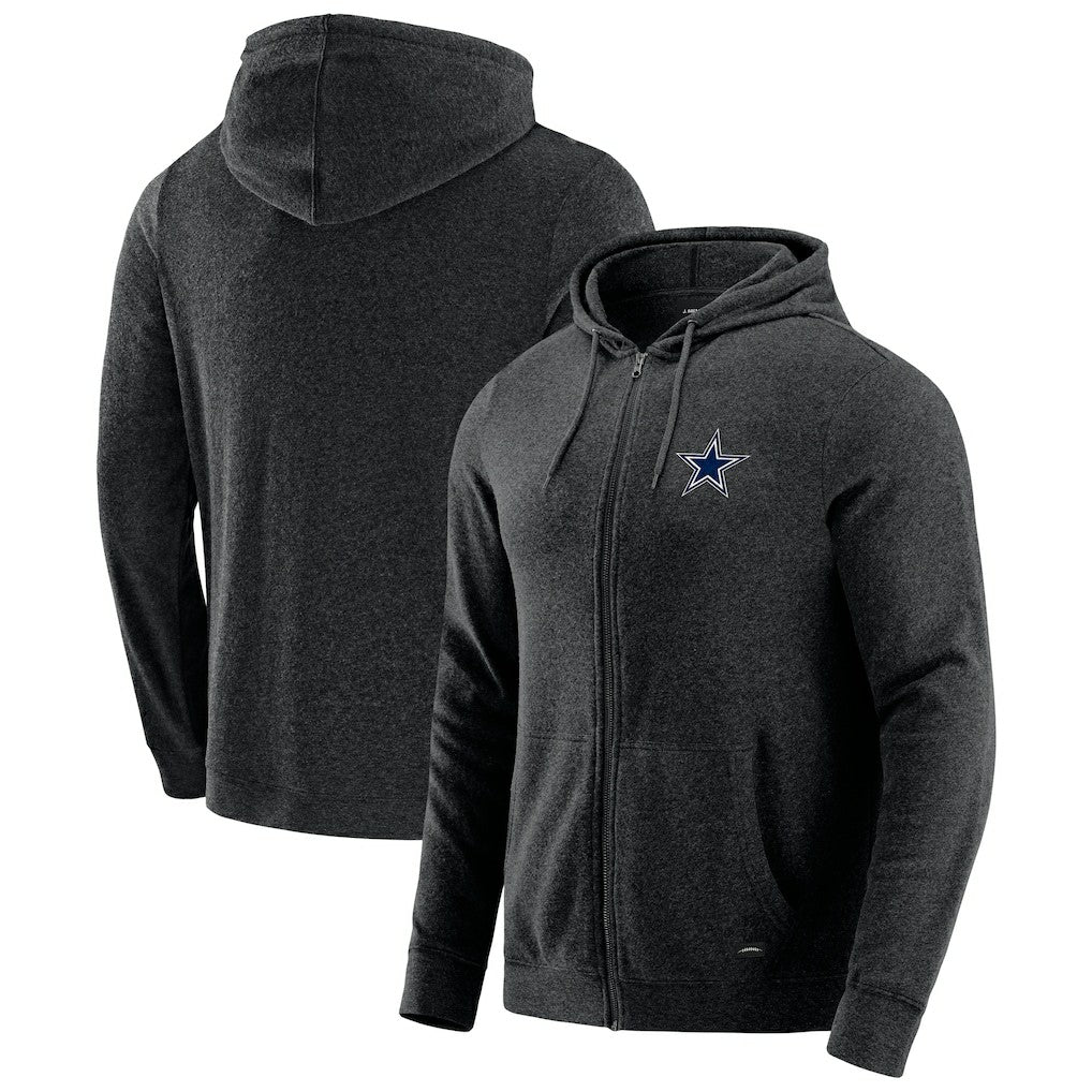 Dallas Cowboys J. Palmer Players Lounge Tri-Blend Full-Zip Hoodie Dark Heather Gray | NFL