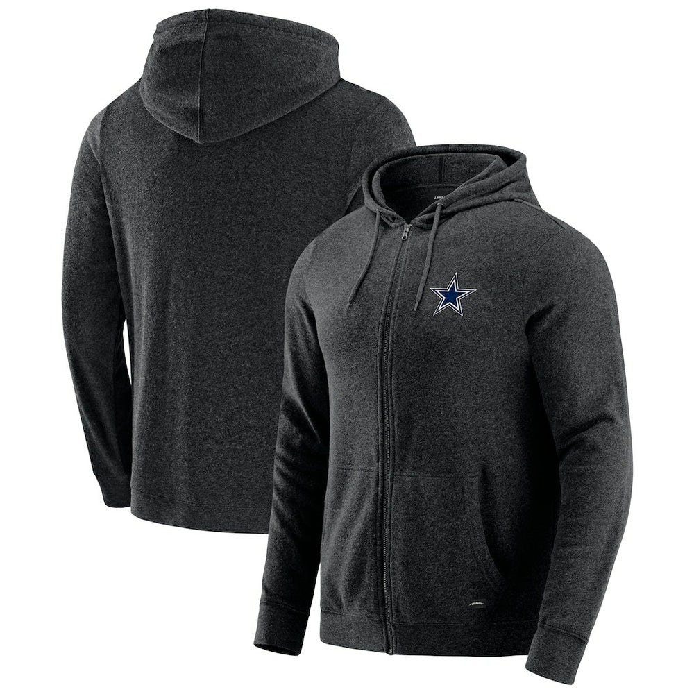 Dallas Cowboys J. Palmer Players Lounge Tri-Blend Full-Zip Hoodie Dark Heather Gray | NFL