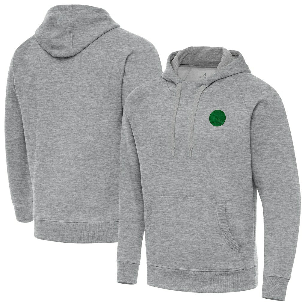 Golden State Warriors Antigua St. Patrick's Day Victory Raglan Pullover Hoodie Heather Gray - NBA