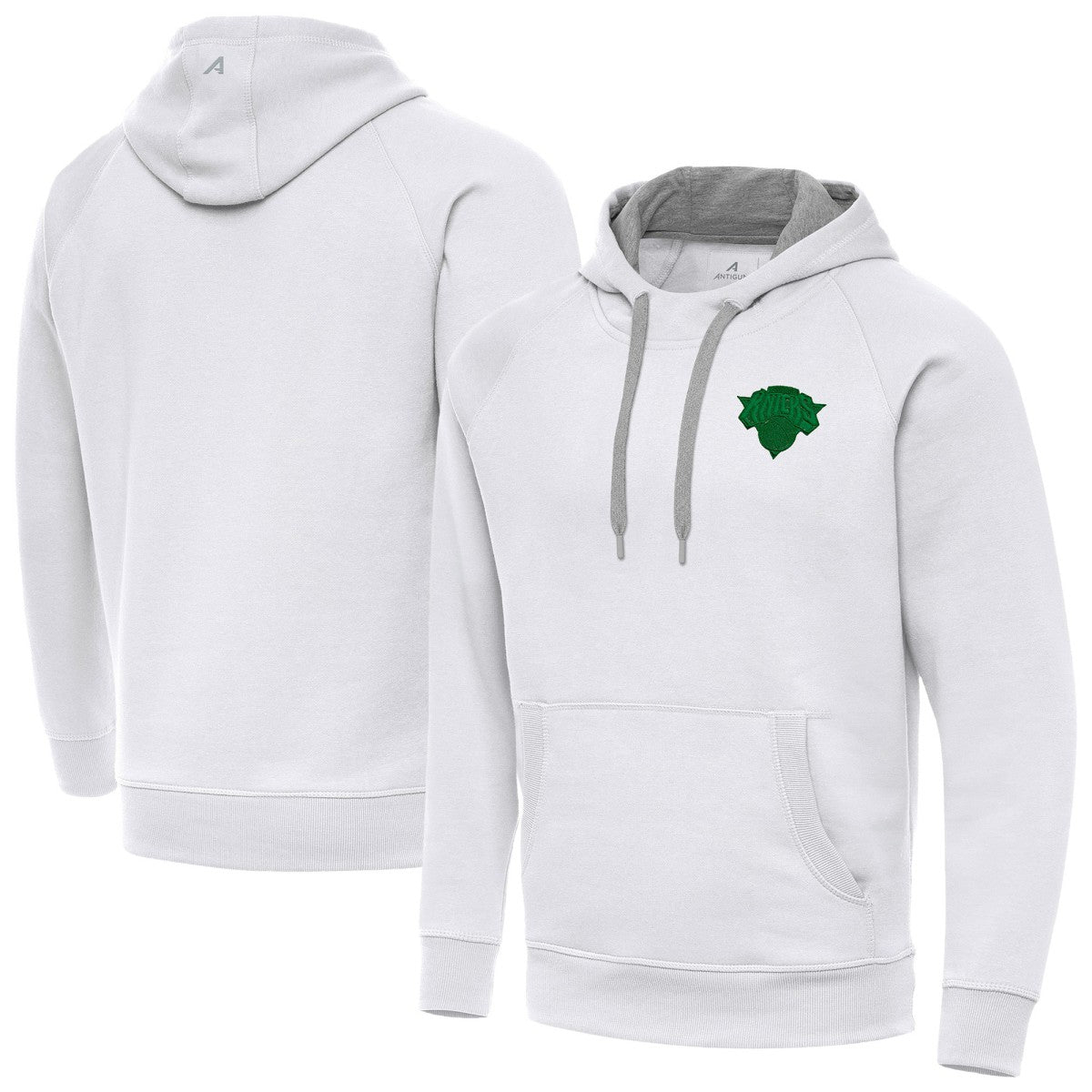 New York Knicks Antigua St. Patrick's Day Victory Raglan Pullover Hoodie White - NBA
