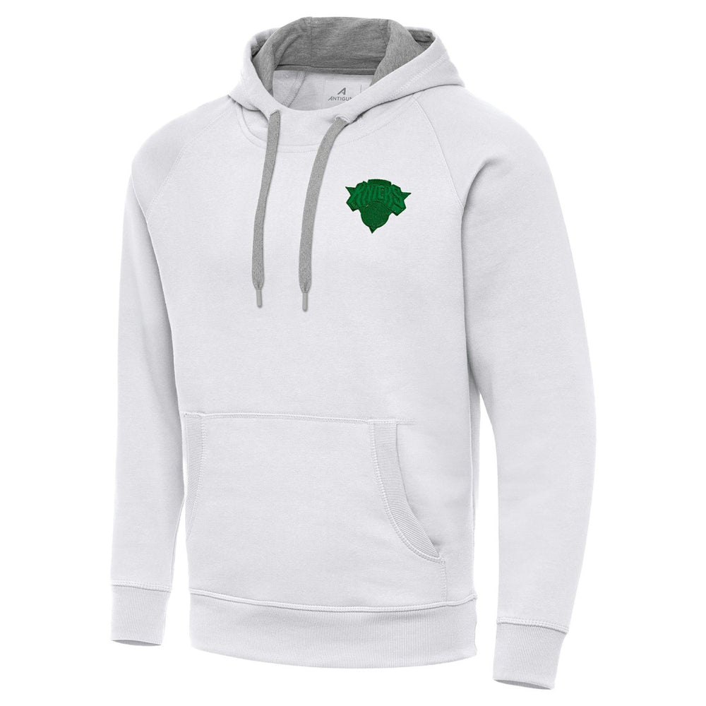 New York Knicks Antigua St. Patrick's Day Victory Raglan Pullover Hoodie White - NBA