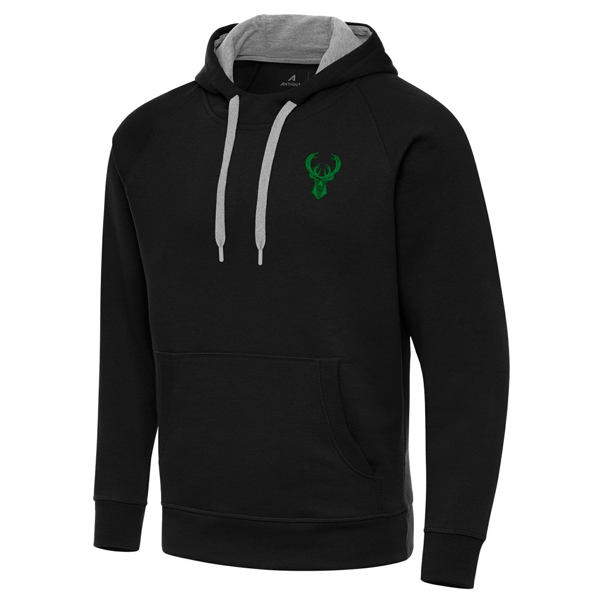 Milwaukee Bucks Antigua St. Patrick's Day Victory Raglan Pullover Hoodie Black - NBA
