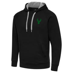 Milwaukee Bucks Antigua St. Patrick's Day Victory Raglan Pullover Hoodie Black - NBA