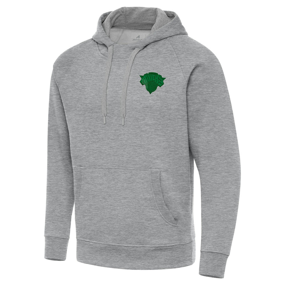 New York Knicks Antigua St. Patrick's Day Victory Raglan Pullover Hoodie Heather Gray - NBA