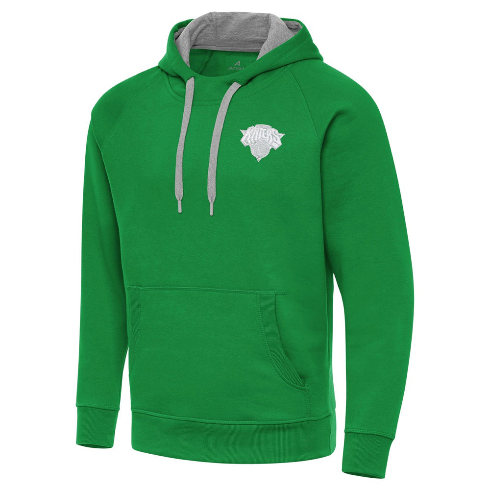 New York Knicks Antigua St. Patrick's Day Victory Raglan Pullover Hoodie Kelly Green - NBA