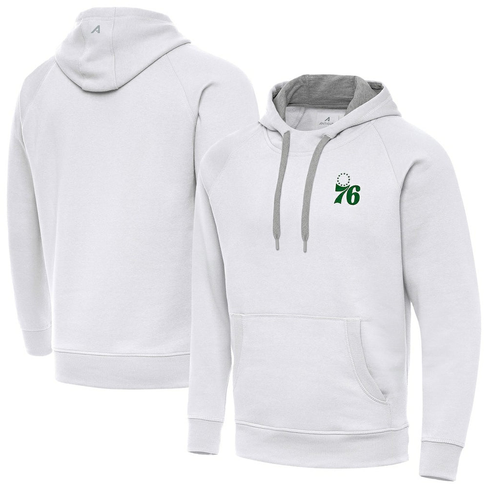Philadelphia 76ers Antigua St. Patrick's Day Victory Raglan Pullover Hoodie White - NBA
