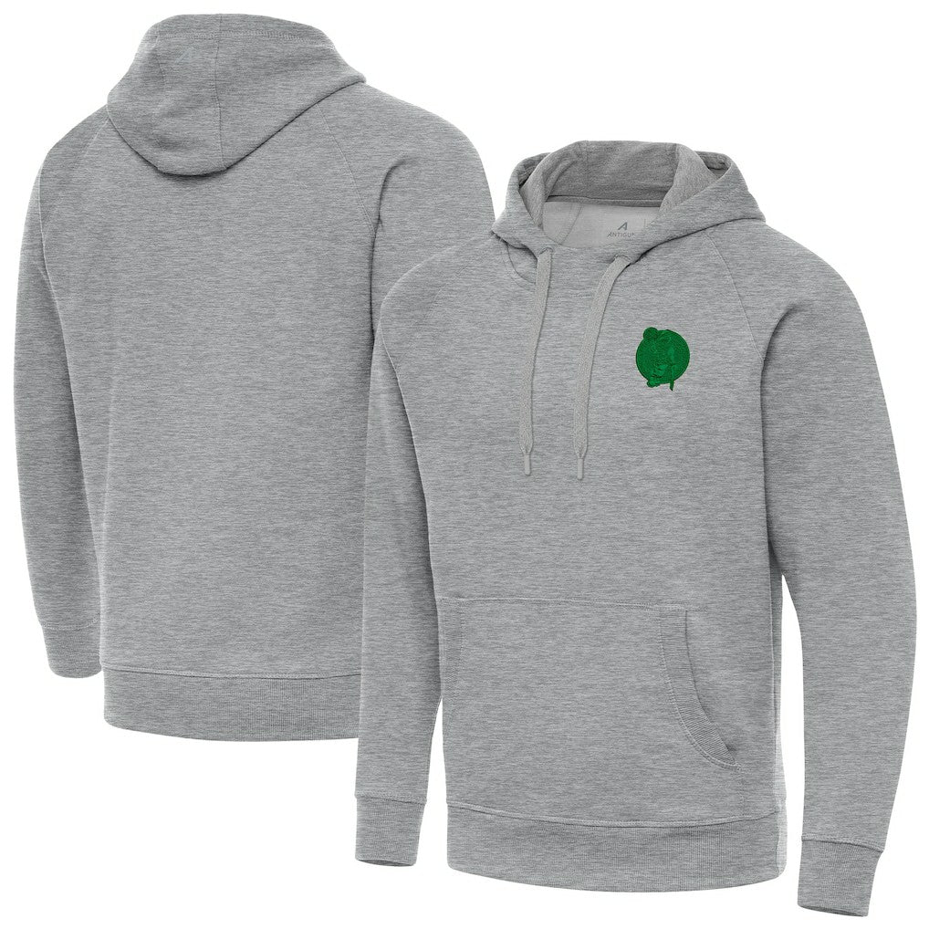 Boston Celtics Antigua St. Patrick's Day Victory Raglan Pullover Hoodie Heather Gray - NBA