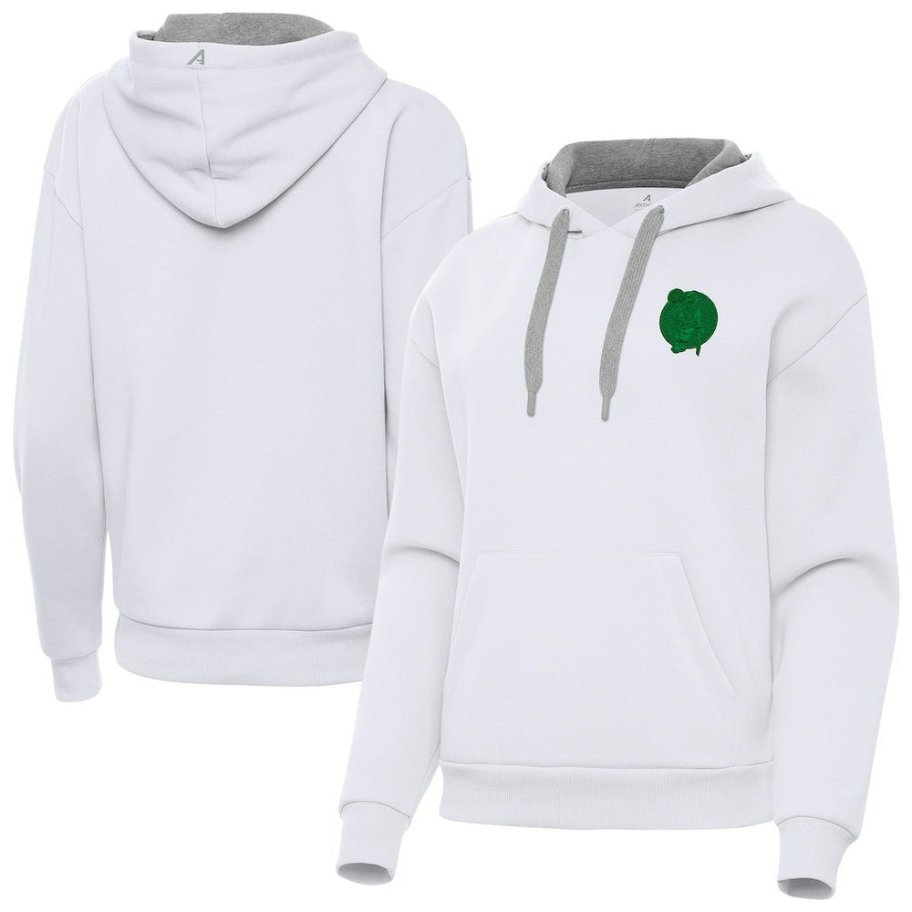 Boston Celtics Antigua Women's St. Patrick's Day Victory Pullover Hoodie White - NBA