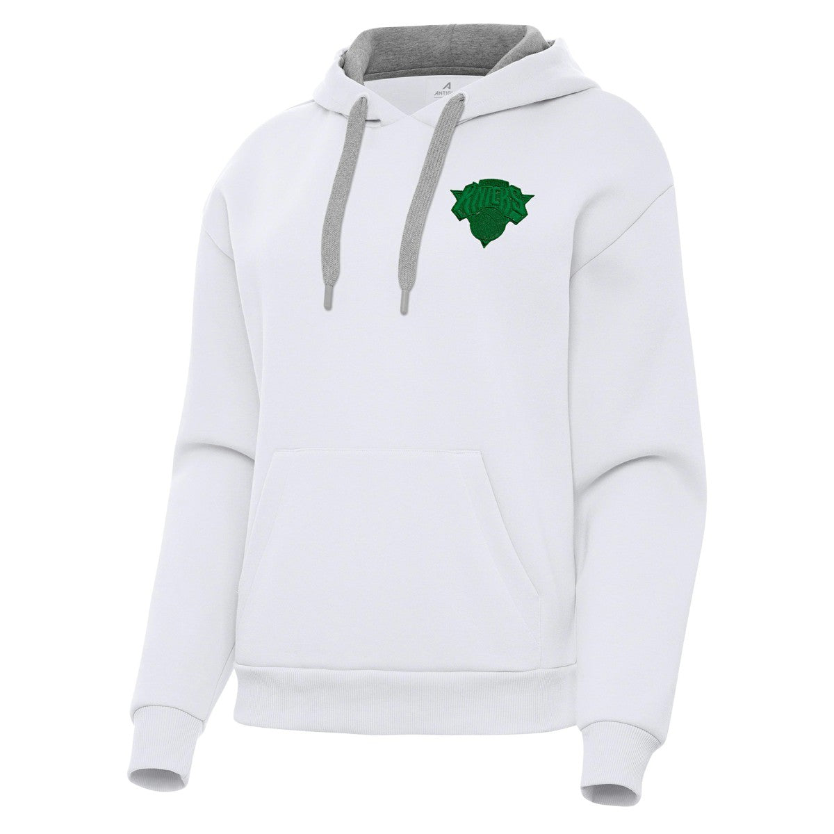 New York Knicks Antigua Women's St. Patrick's Day Victory Pullover Hoodie White - NBA