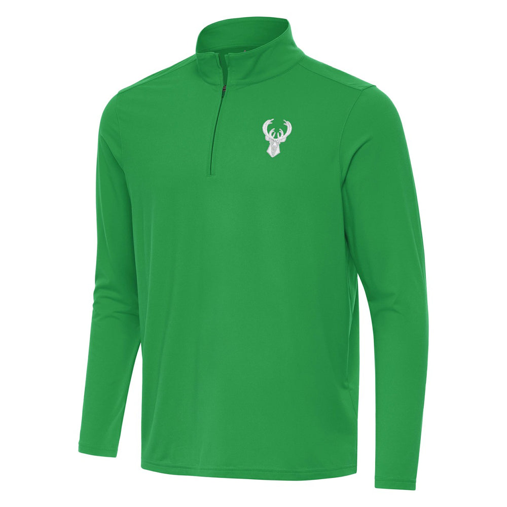 Milwaukee Bucks Antigua St. Patrick's Day Intent Quarter-Zip Jacket Kelly Green - NBA