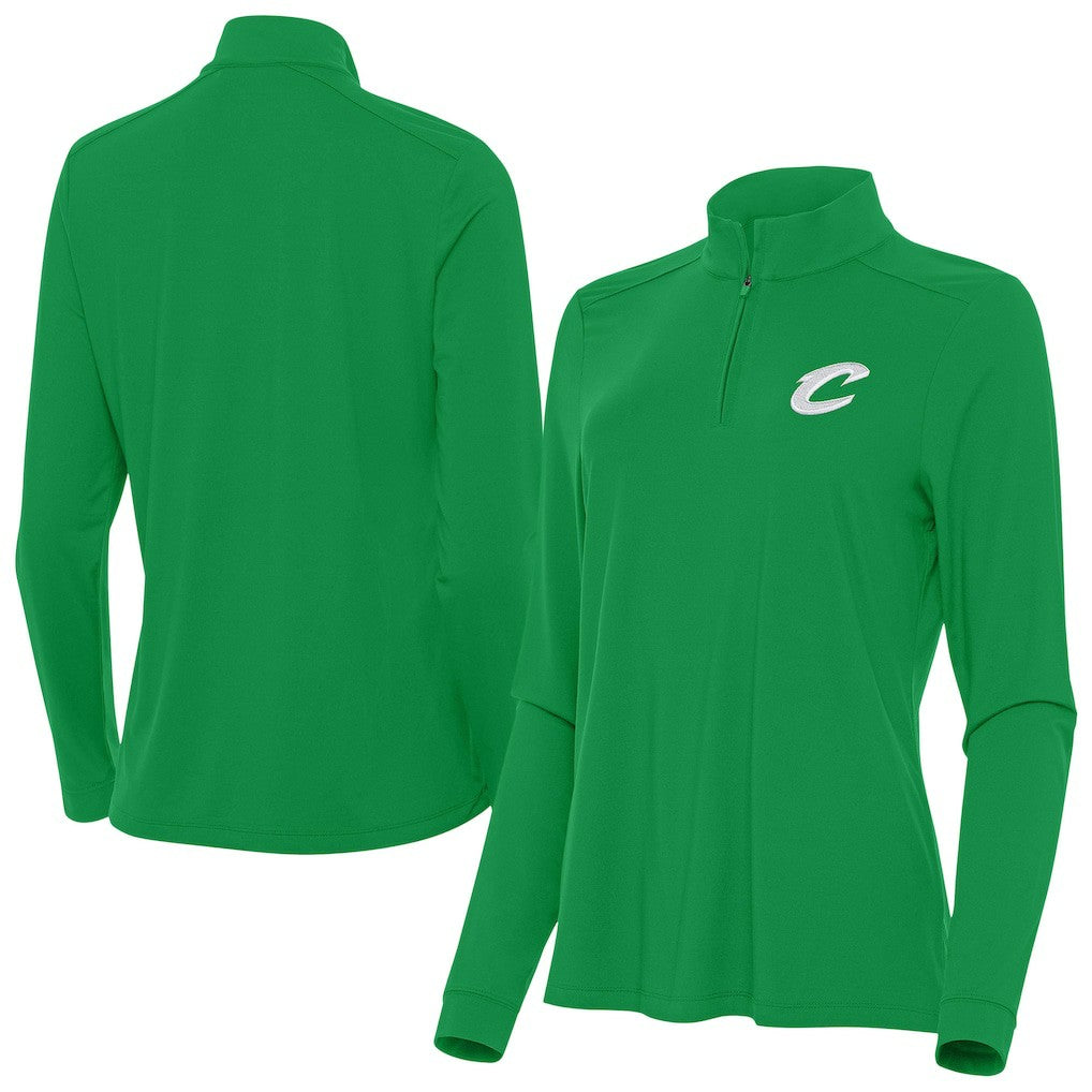 Cleveland Cavaliers Antigua Women's St. Patrick's Day Intent Quarter-Zip Top Kelly Green - NBA