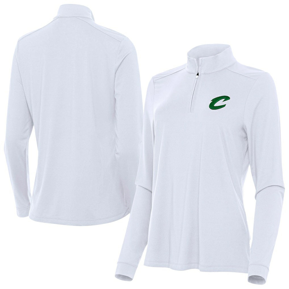 Cleveland Cavaliers Antigua Women's St. Patrick's Day Intent Quarter-Zip Top White - NBA