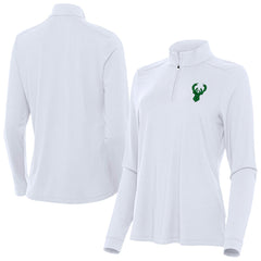 Milwaukee Bucks Antigua Women's St. Patrick's Day Intent Quarter-Zip Top White - NBA
