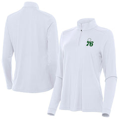 Philadelphia 76ers Antigua Women's St. Patrick's Day Intent Quarter-Zip Top White - NBA