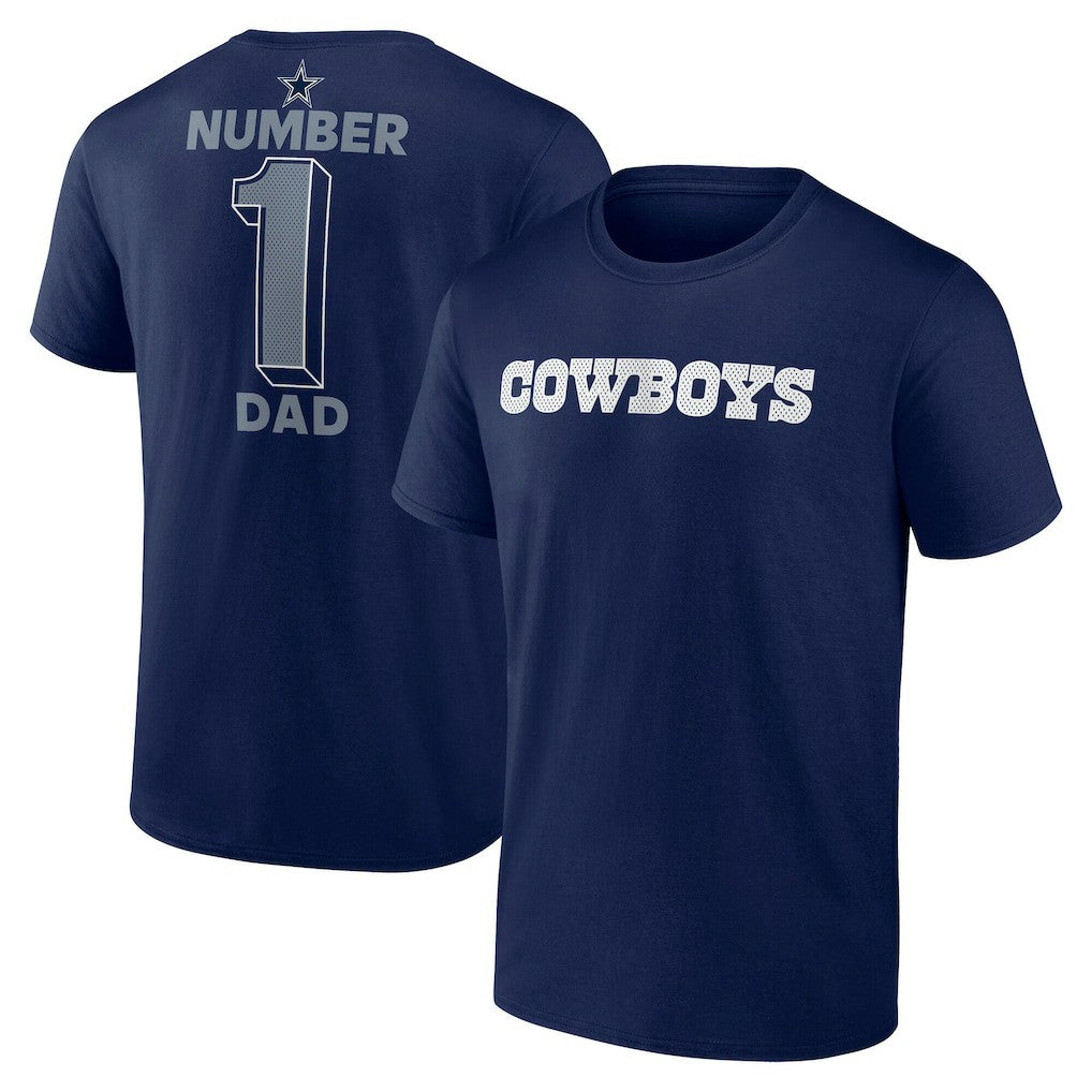 Dallas Cowboys #1 Dad Jersey T-Shirt Navy | NFL