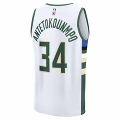 Giannis Antetokounmpo Milwaukee Bucks Fast Break Replica Player Jersey Association Edition White - NBA