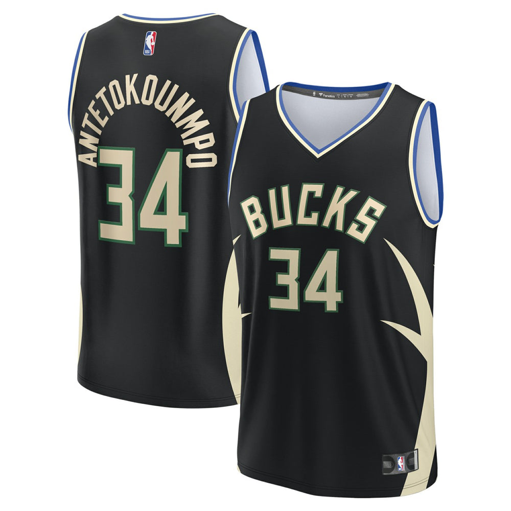 Giannis Antetokounmpo Milwaukee Bucks Fast Break Replica Player Jersey Statement Edition Black - NBA
