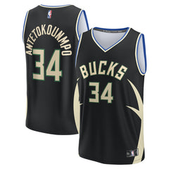 Giannis Antetokounmpo Milwaukee Bucks Fast Break Replica Player Jersey Statement Edition Black - NBA