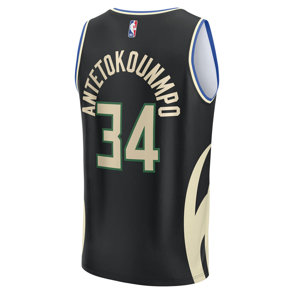 Giannis Antetokounmpo Milwaukee Bucks Fast Break Replica Player Jersey Statement Edition Black - NBA