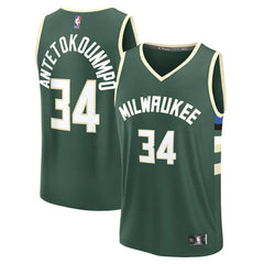 Giannis Antetokounmpo Milwaukee Bucks Youth Fast Break Replica Player Jersey Icon Edition Hunter Green - NBA