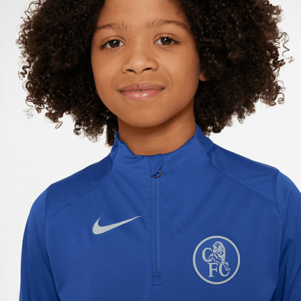 Chelsea Youth 2025/26 Strike Drill Quarter-Zip Dri-FIT Long Sleeve Top Blue | Nike Sale