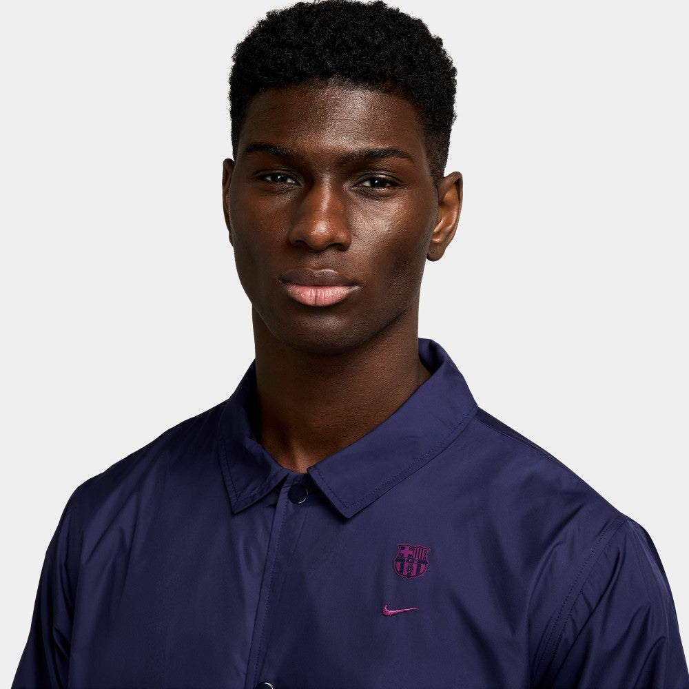 Barcelona Club Coaches Full-Snap Jacket Navy | Nike Online