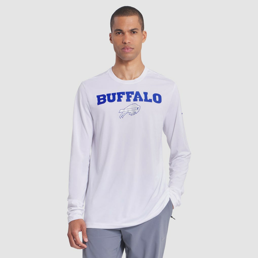 Buffalo Bills 2025 Rivalries Collection Sideline Legend Dri-FIT Long Sleeve T-Shirt White | Nike for Sale