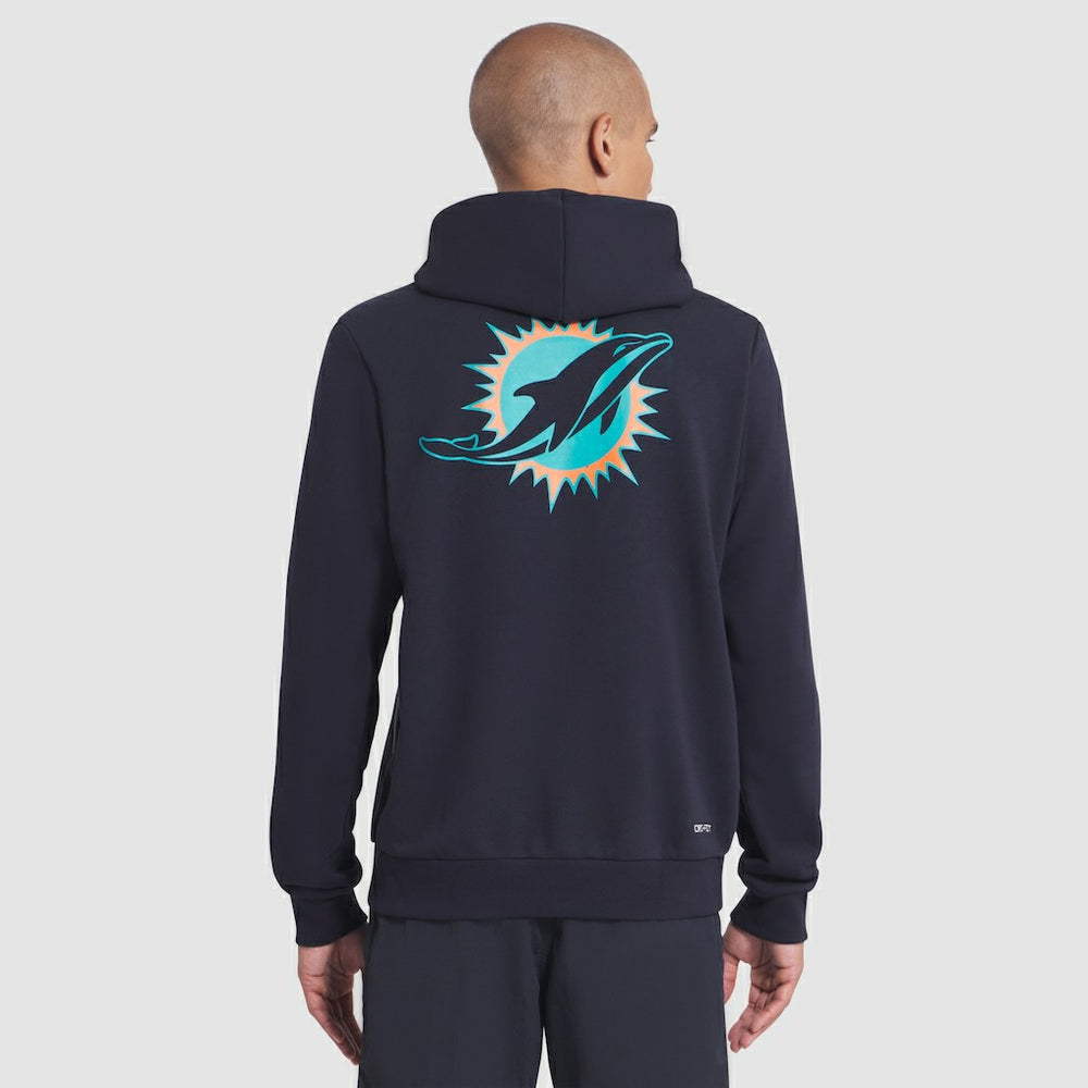Miami Dolphins 2025 Rivalries Collection Standard Issue Sideline Dri-FIT Hoodie Pitch Blue | Nike for Sale