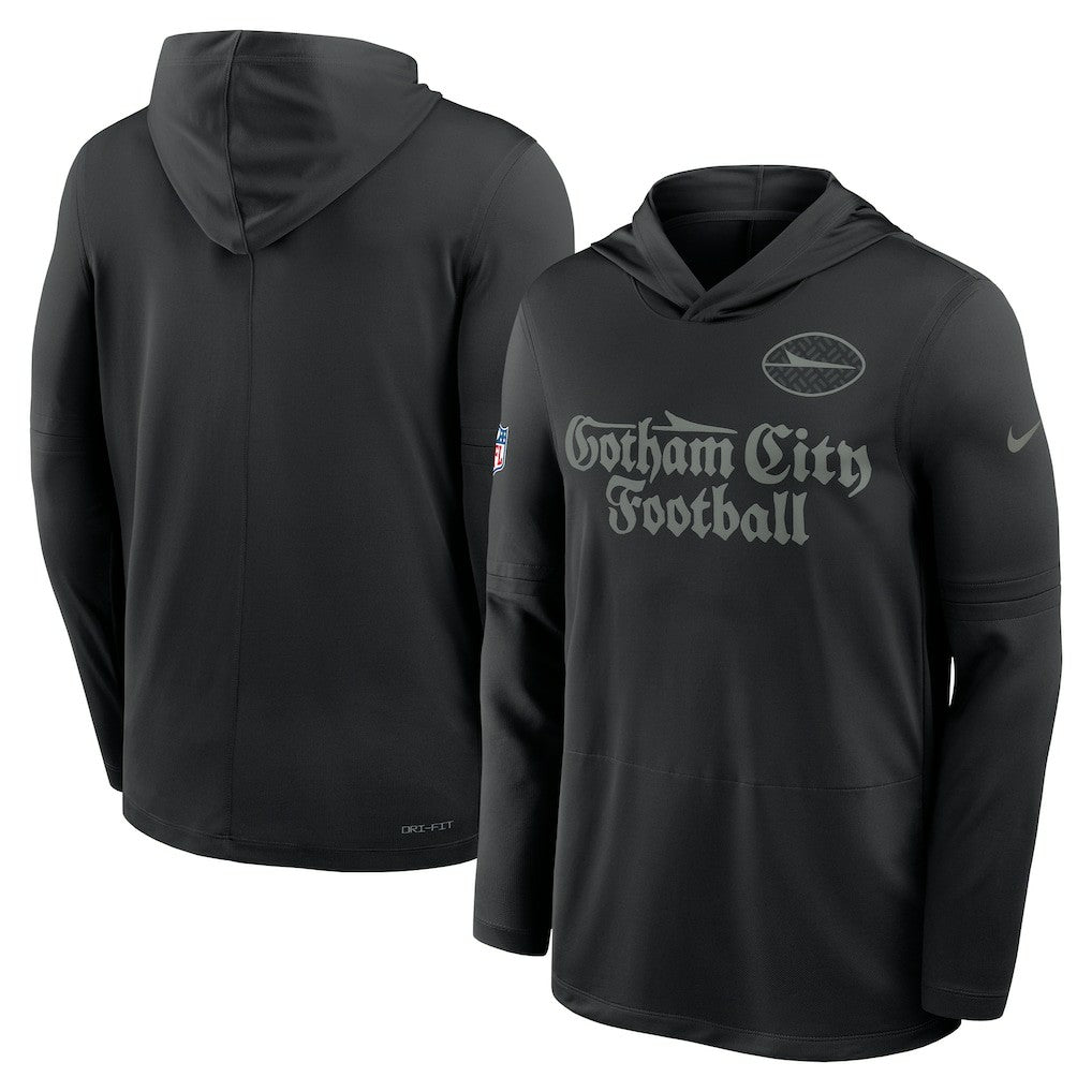 New York Jets 2025 Rivalries Collection Sideline Dri-FIT Long Sleeve Hoodie T-Shirt Black | Nike for Sale