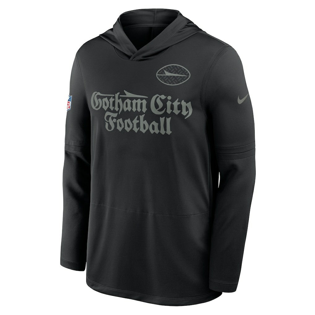 New York Jets 2025 Rivalries Collection Sideline Dri-FIT Long Sleeve Hoodie T-Shirt Black | Nike for Sale