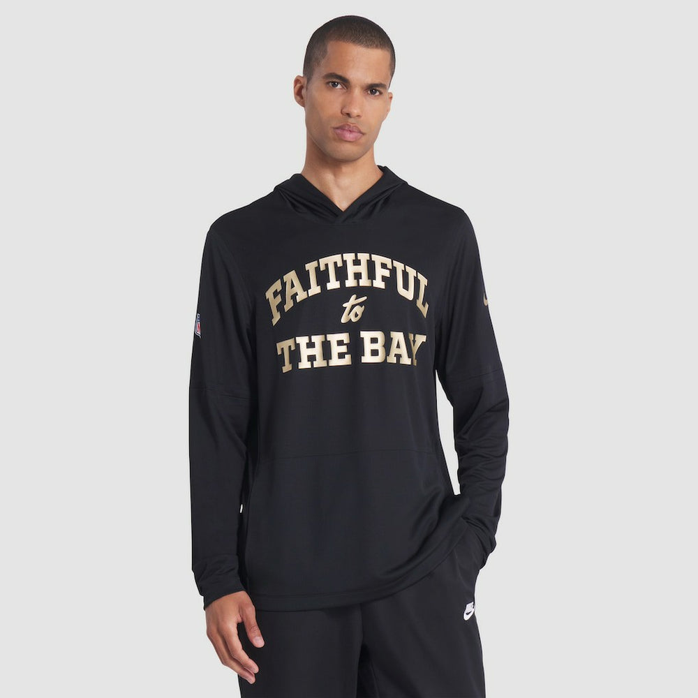 San Francisco 49ers 2025 Rivalries Collection Sideline Dri-FIT Long Sleeve Hoodie T-Shirt Black | Nike for Sale