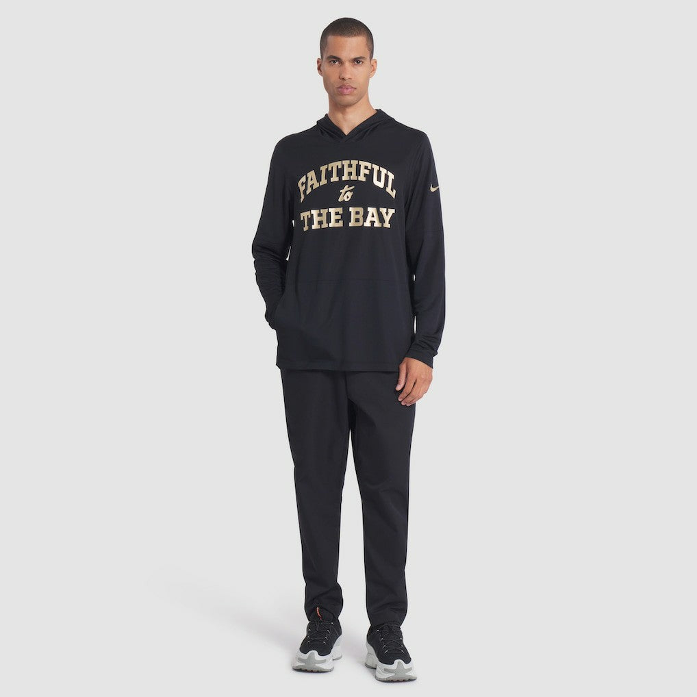 San Francisco 49ers 2025 Rivalries Collection Sideline Dri-FIT Long Sleeve Hoodie T-Shirt Black | Nike for Sale