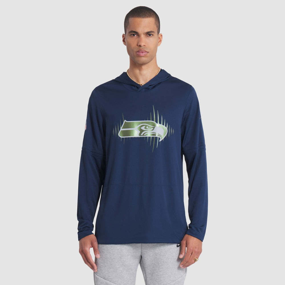 Seattle Seahawks 2025 Rivalries Collection Sideline Dri-FIT Long Sleeve Hoodie T-Shirt College Navy | Nike for Sale