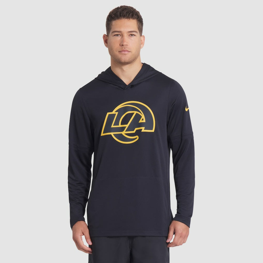 Los Angeles Rams 2025 Rivalries Collection Sideline Dri-FIT Long Sleeve Hoodie T-Shirt Midnight Blue | Nike for Sale