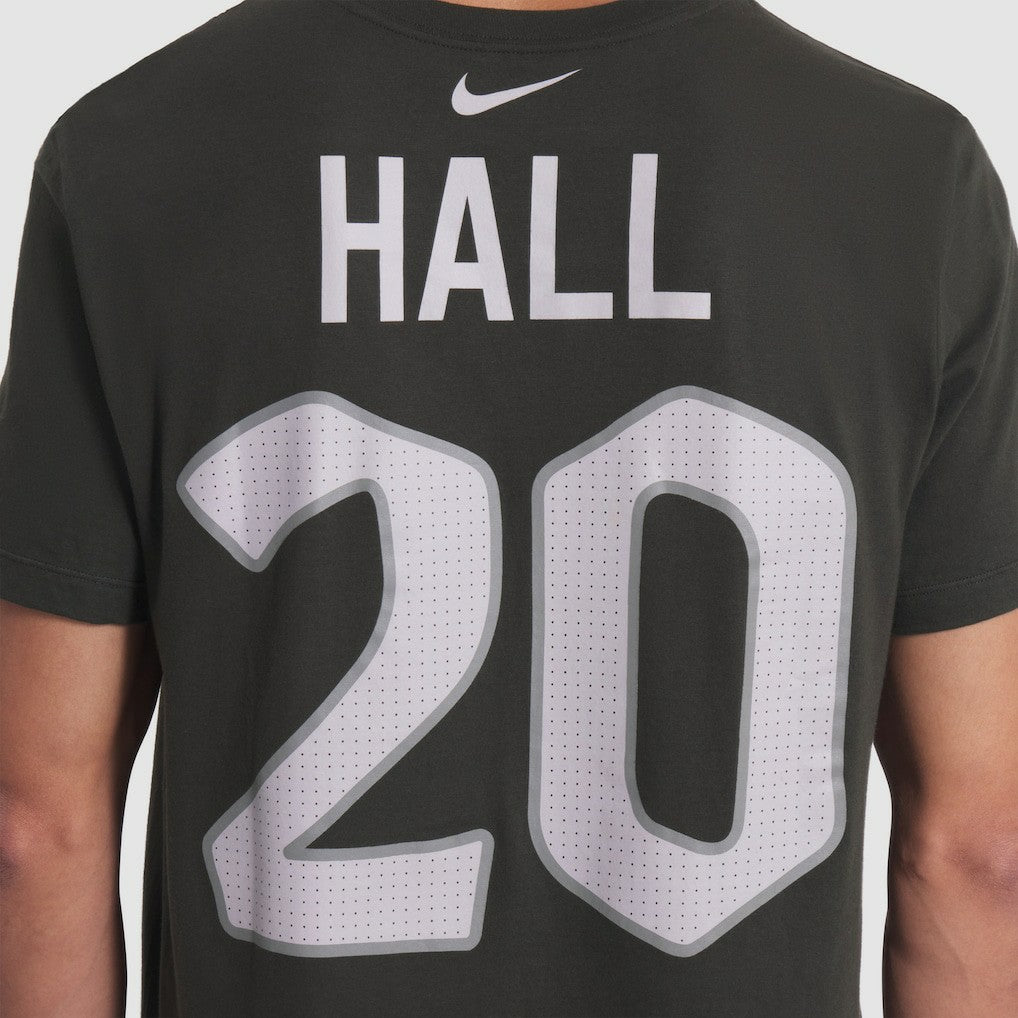 Breece Hall New York Jets 2025 Rivalries Collection Player Name & Number T-Shirt Gotham Green | Nike for Sale