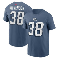 Rhamondre Stevenson New England Patriots 2025 Rivalries Collection Player Name & Number T-Shirt Storm Blue | Nike for Sale