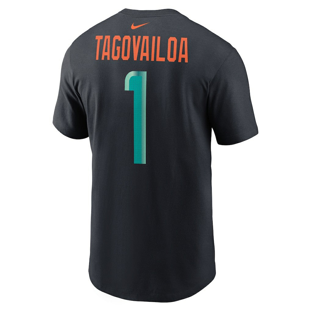 Tua Tagovailoa Miami Dolphins 2025 Rivalries Collection Player Name & Number T-Shirt Pitch Blue | Nike for Sale