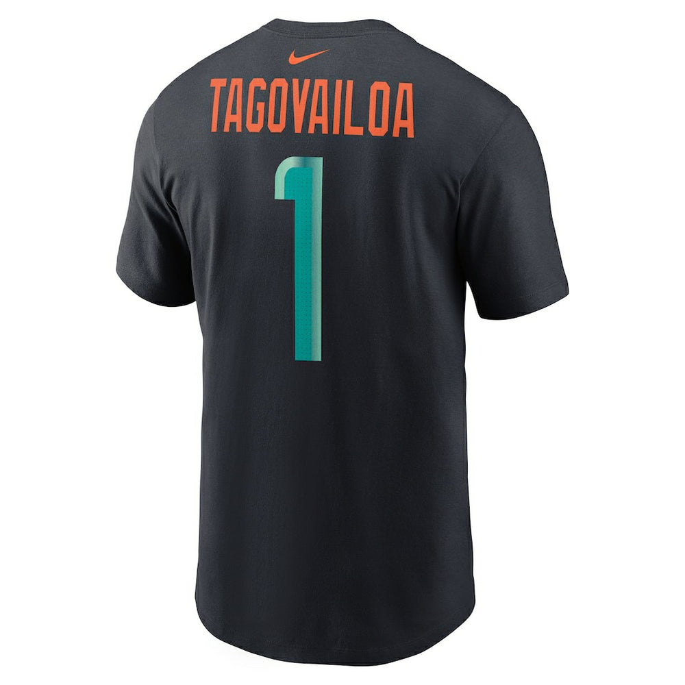 Tua Tagovailoa Miami Dolphins 2025 Rivalries Collection Player Name & Number T-Shirt Pitch Blue | Nike for Sale