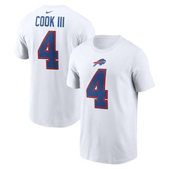 James Cook III Buffalo Bills Player Name & Number T-Shirt White | Nike for Sale