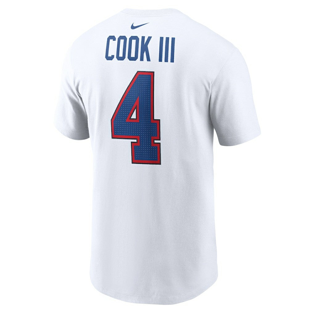 James Cook III Buffalo Bills Player Name & Number T-Shirt White | Nike for Sale