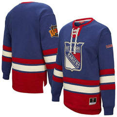New York Rangers Mitchell & Ness Women's Heritage Lace-Up Pullover Sweatshirt - Blue - NHL