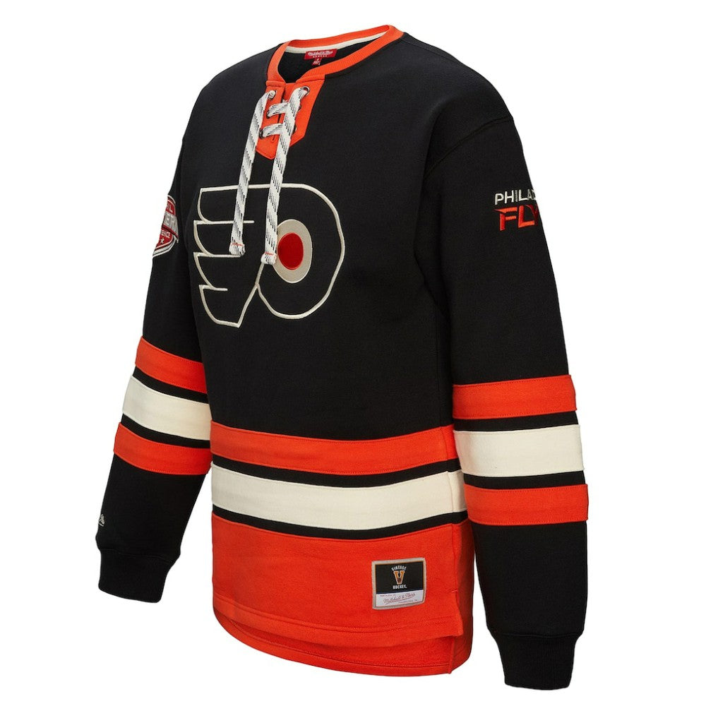 Philadelphia Flyers Mitchell & Ness Women's Heritage Lace-Up Pullover Sweatshirt - Black - NHL