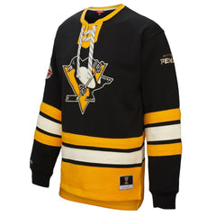 Pittsburgh Penguins Mitchell & Ness Women's Heritage Lace-Up Pullover Sweatshirt - Black - NHL