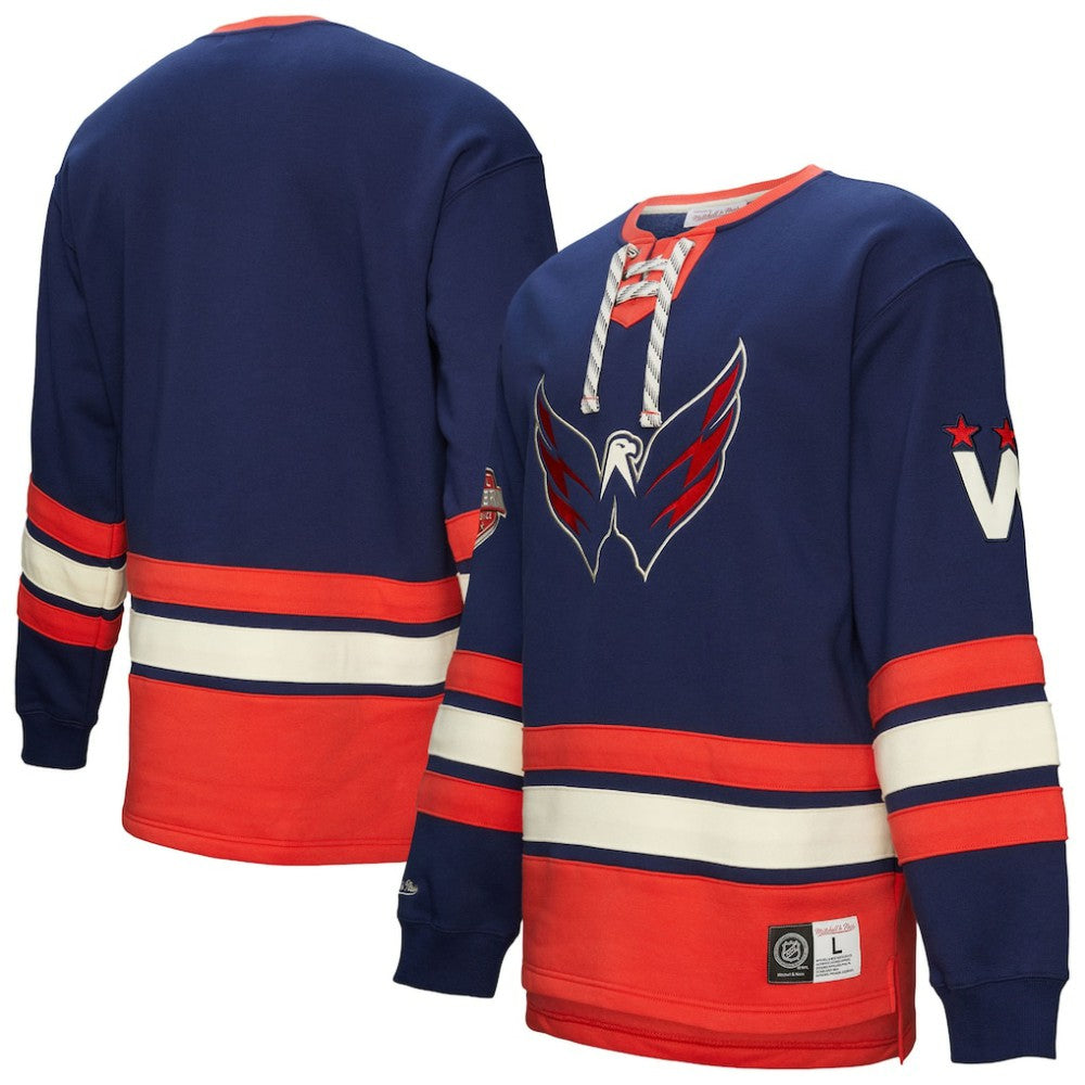 Washington Capitals Heritage Lace-Up Pullover Sweatshirt - Navy - NHL