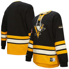 Pittsburgh Penguins Heritage Lace-Up Pullover Sweatshirt - Black - NHL