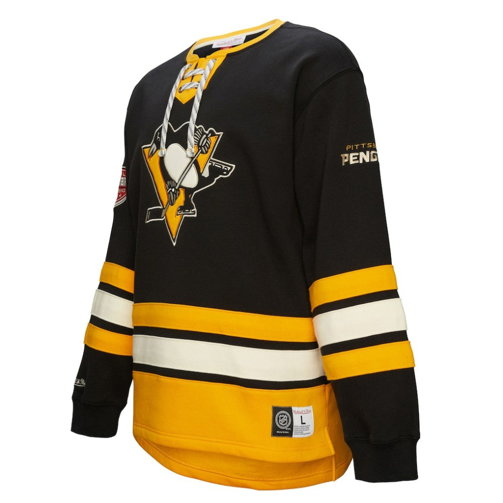 Pittsburgh Penguins Heritage Lace-Up Pullover Sweatshirt - Black - NHL